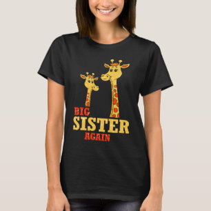 T-shirt Big Sister again girafe Baby Girl Older Daughter