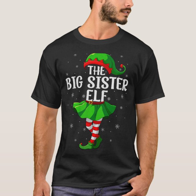 T-shirt Big Sister Elf Christmas Girls Women Elf Squad Xma (Devant)