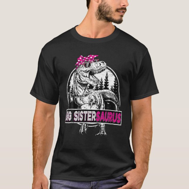 T-shirt Big Sistersaurus T Rex Dinosaure Soeur Saurus Moth (Devant)