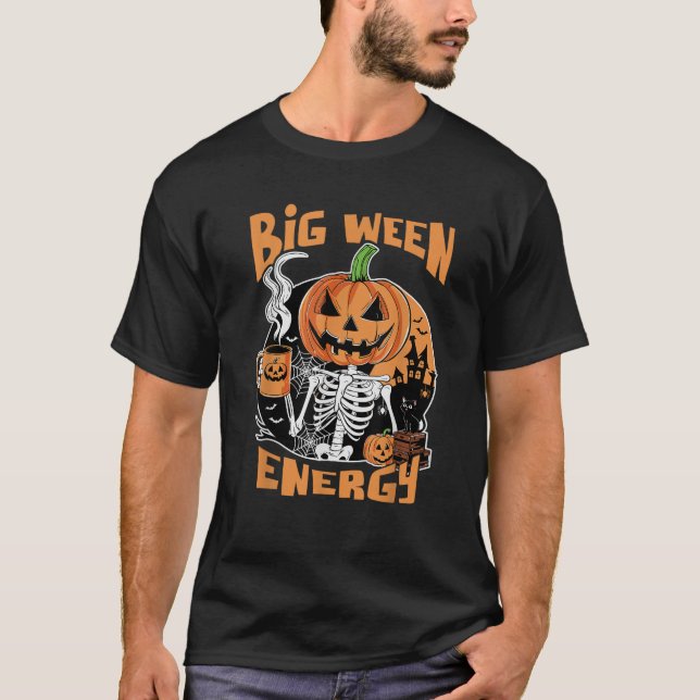 T-shirt Big Ween Energy Éffrayant Halloween Skeleton Citro (Devant)