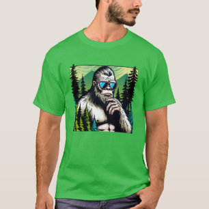 T-shirt Bigfoot Curieux avec des Lunettes de Soleil se Cac