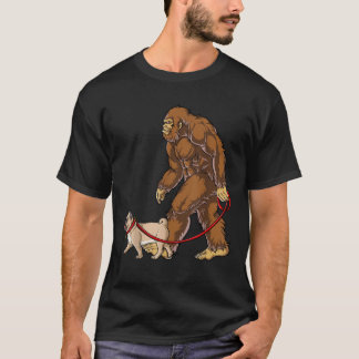 T-shirt Bigfoot Dog Walk Pug Men Women Sasquatch Lover Gif