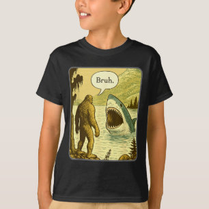 T-shirt Bigfoot Drôle Avec Requin Bruh Meme 