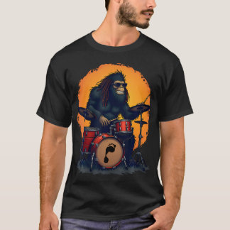 T-shirt Bigfoot Drum Squad Retro Vintage Sasquatch Playing