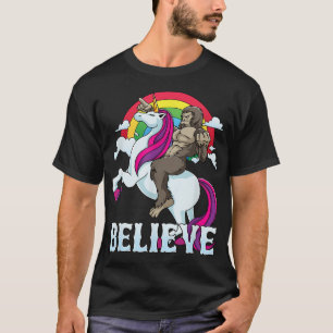 T-shirt Bigfoot équitation Unicorn Rainbow Sasquatch Croir