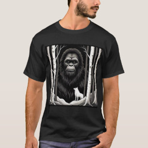 T-shirt Bigfoot et Loup blanc dans la forêt de Birch
