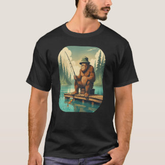 T-shirt Bigfoot Fishing Sasquatch Distressed