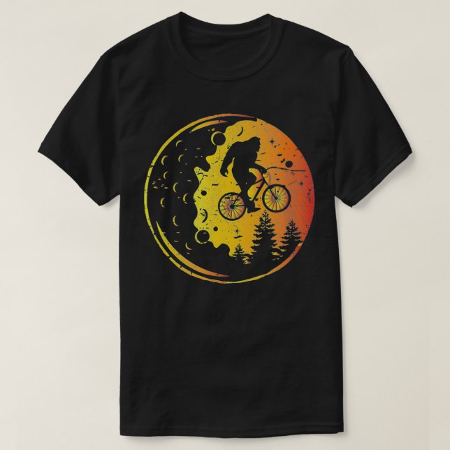 T-shirt Bigfoot Fullmoon Funny Bicycle Sasquatch Hommes En (Design devant)