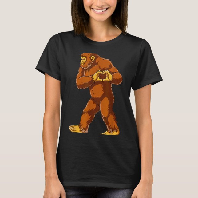 T-shirt Bigfoot Heart Hands Funny Sasquatch Lover Valentin (Devant)