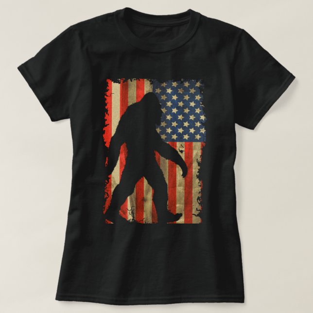 T-shirt Bigfoot je crois Sasquatch Patriot drapeau américa (Design devant)