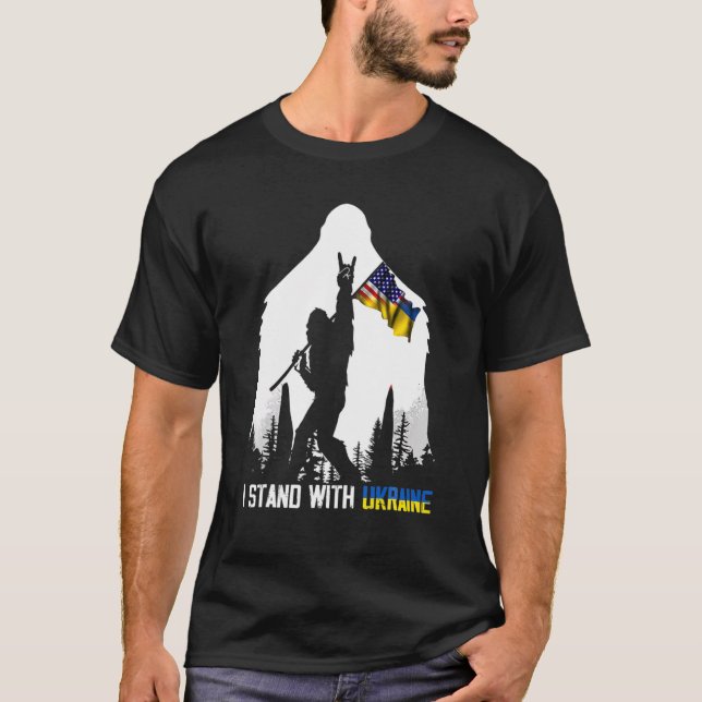T-shirt Bigfoot Je Me Trouve Avec L'Ukraine Pavillon Ukrai (Devant)