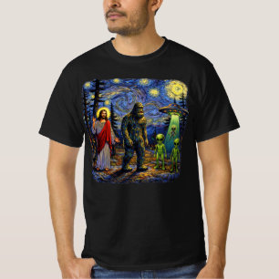 T-shirt Bigfoot Jésus Aliens Nuit étoilée — Fourgon Sasqua
