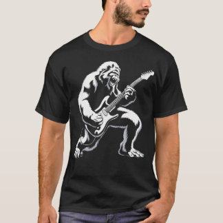 T-shirt Bigfoot Jouant De La Guitare Rock And Roll Bande D