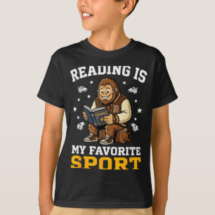 T-shirt Bigfoot lisant des livres hommes femmes enfants mi