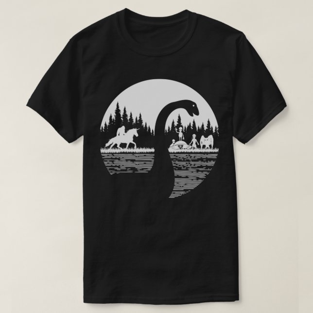 T-shirt Bigfoot Loch Ness Monster Funny Sasquatch Riding U (Design devant)