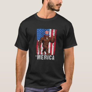 T-shirt Bigfoot Merica Rock Drapeau Américain Patriotique