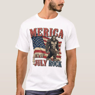 T-shirt Bigfoot Merica Rock - Patriotique 4 juillet Sasqua