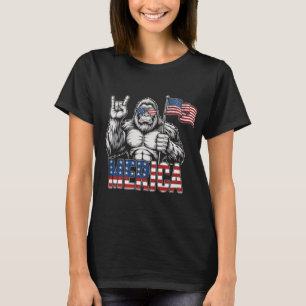 T-shirt Bigfoot Merica Rock - Patriotique 4 juillet Sasqua