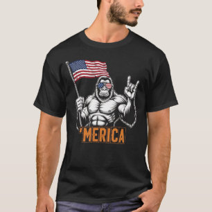 T-shirt Bigfoot Merica Rock - Patriotique 4 juillet Sasqua