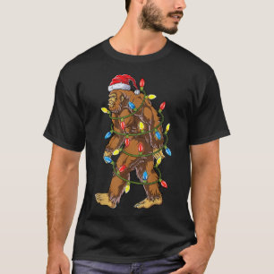 T-shirt Bigfoot Père Noël Feux d'arbre de Noël Funky Noël