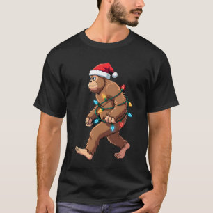 T-shirt Bigfoot Père Noël Guirlandes de Noël Arbre Lumineu