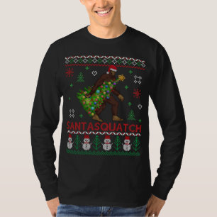 T-shirt Bigfoot - Père Noël Squatch portant l'arbre de Noë
