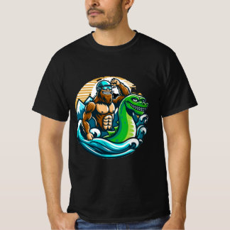 T-shirt Bigfoot Riding Nessie