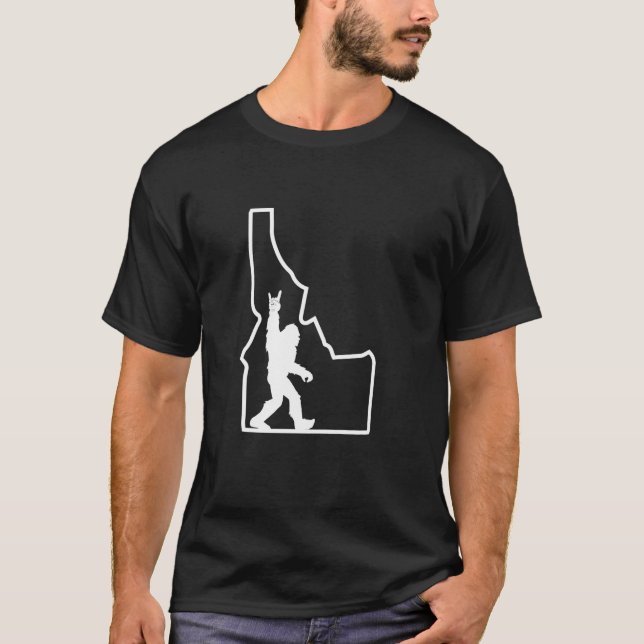 T-shirt Bigfoot Rock and Roll Silhouette Etat de Idaho Sa (Devant)