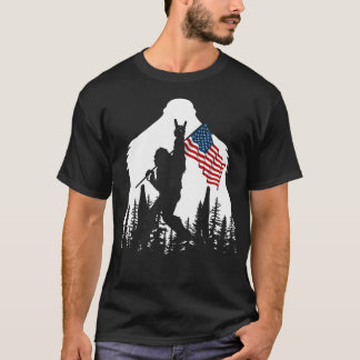 T-shirt Bigfoot Rock en attente Drapeau américain Sasquatc