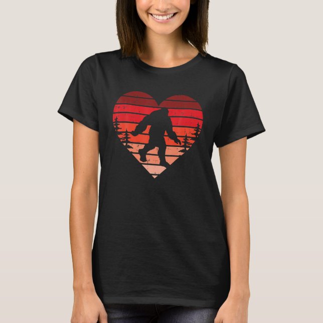 T-shirt Bigfoot Sasquatch Coeur Rétro Valentines Jour Homm (Devant)