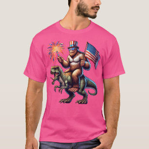 T-shirt Bigfoot Sasquatch Équitation Dinosaure T Rex. 4Ème