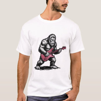 T-shirt Bigfoot Sasquatch Jouant de la Guitare Électrique 