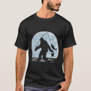 T-shirt Bigfoot Sasquatch Pêche Lune Drôle de Pêcheur Ang