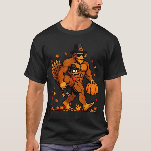 T-shirt Bigfoot Thanksgiving Turkey Funny Thanksgiving Sas (Devant)