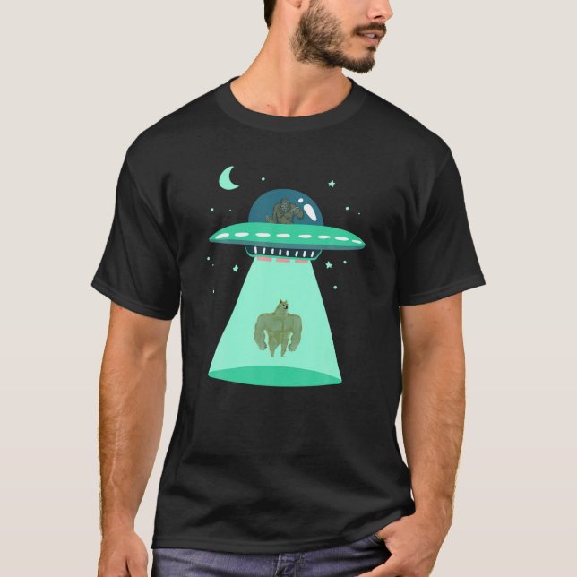 T-shirt Bigfoot UFO Dogecoin Alien enlèvement Funny Doge C (Devant)