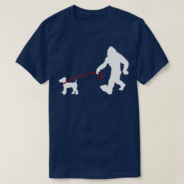 T-shirt Bigfoot Walking Airedale Terrier Funny Bigfoot amp (Design devant)