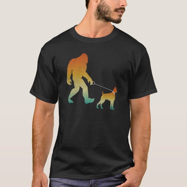 T-shirt Bigfoot Walking Boxer Funny Sasquatch chien animal (Devant)