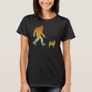 T-shirt Bigfoot Walking Norwegian Buhund Funny Sasquatch P