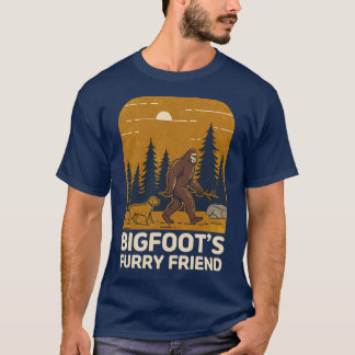 T-shirt Bigfoot's Furry Friend - Forest Walk with Dog