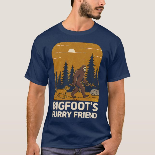 T-shirt Bigfoot's Furry Friend - Forest Walk with Dog (Devant)