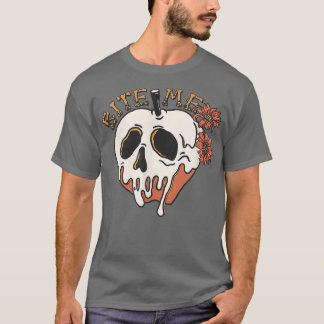 T-shirt Biite Me mignonne et drôle Skeleton Head Éffrayant