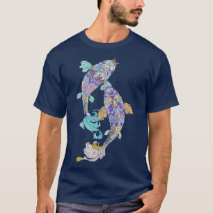 T-shirt Bijoux Koi Poisson Koi Lover Turquoise violet rose
