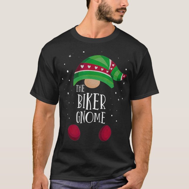 T-shirt Biker Gnome Matching Christmas (Devant)