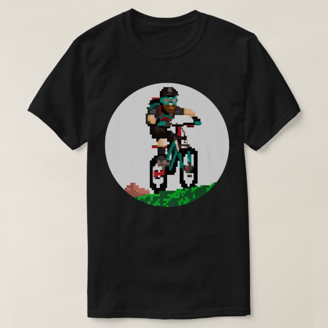 T-shirt Biker Mountainbiker Pixel Art Retro Style de jeu 2 (Design devant)