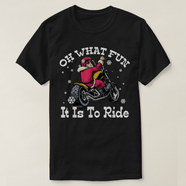 T-shirt Biker Père Noël Motorcycle Oh Quel Amusement C'Est (Design devant)