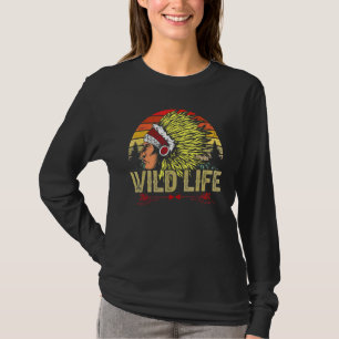 T-shirt Biker pour les hommes Indien Amérindien Crâne sauv