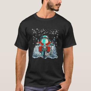 T-shirt Biker Santa Claus Sur Moto Funny Christmas Bi