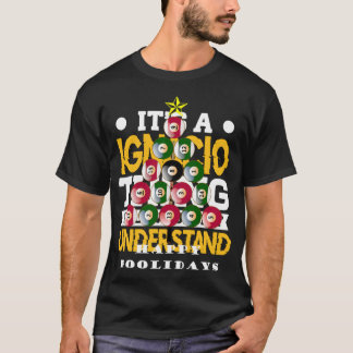 T-shirt Billard amusant Requin Noël Arbre Billard Long Sle