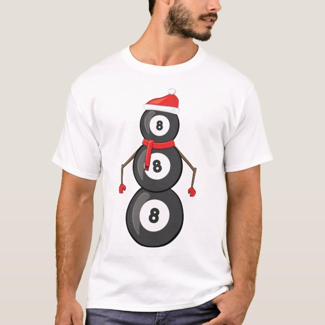 T-shirt Billard de Noël drôle Snowman (Devant)