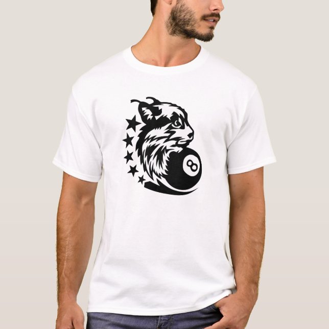 T-shirt billard lynx logo boule noir 8 (Devant)